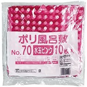 ポリ風呂敷 水玉 70角 ピンク１袋 10枚入 福助工業