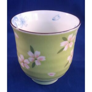 湯飲み　京桜 グリーン  美濃焼