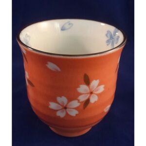 湯飲み　京桜 オレンジ 美濃焼