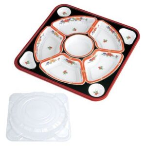 オードブル容器 有田 朱 本体&蓋セット10個 TO-380