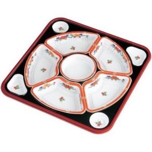 オードブル容器 有田 朱 本体 蓋セット10個 TO-420