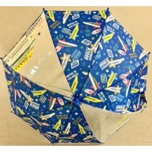 傘　子供 電でん傘 ブルー 50cm